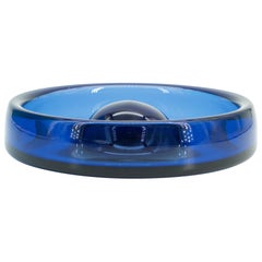 1950s Blue Danish Per Luken Holmegaard Cigar Bowl Dish Ashtray Mid-Century Azure