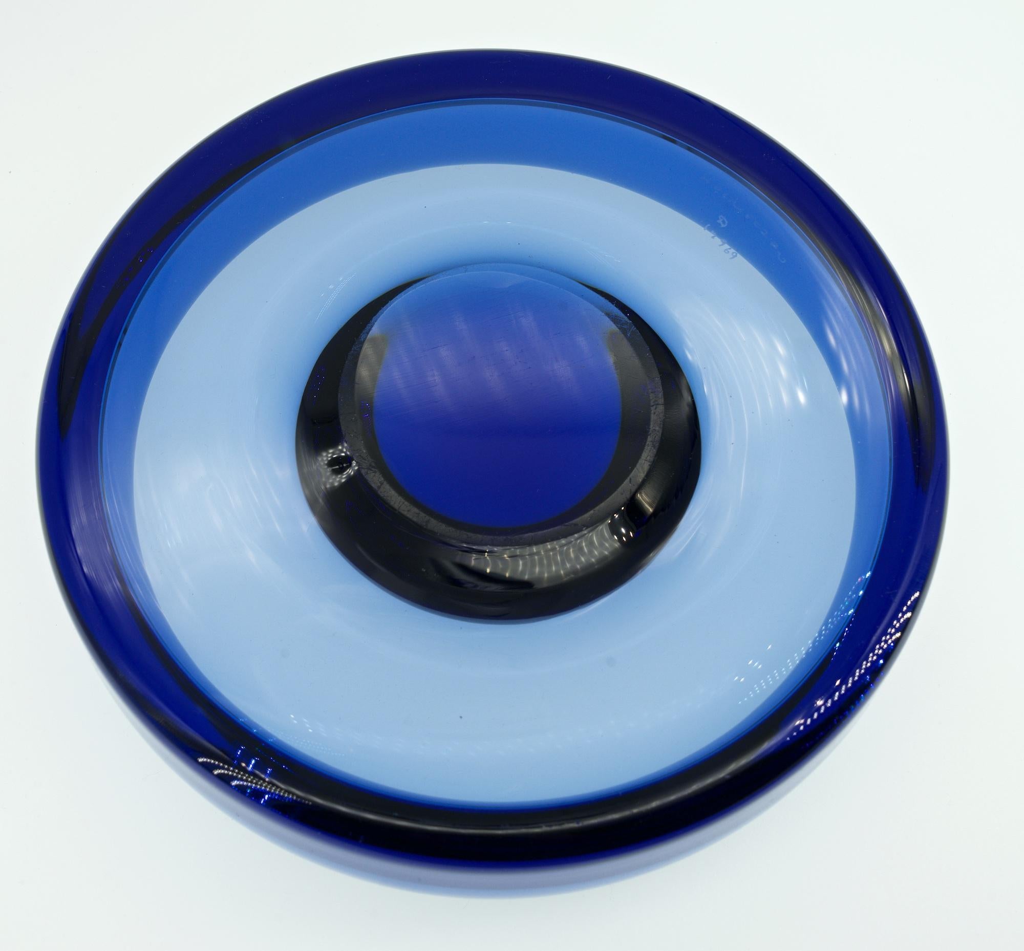 Scandinavian Modern 1950s Blue Danish Per Luken Holmegaard Cigar Bowl Dish Ashtray Mid-Century Azure