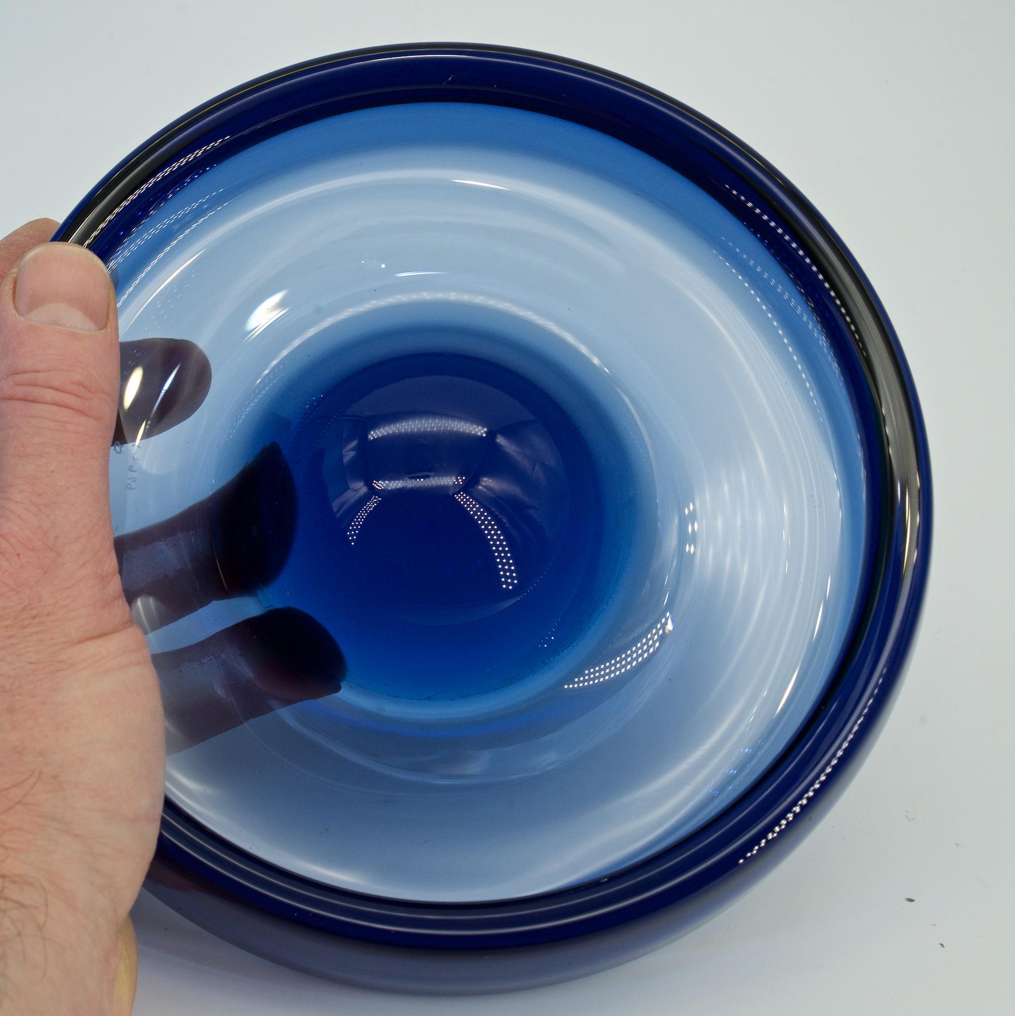 1950s Blue Danish Per Luken Holmegaard Cigar Bowl Dish Ashtray Mid-Century Azure In Good Condition In Hyattsville, MD