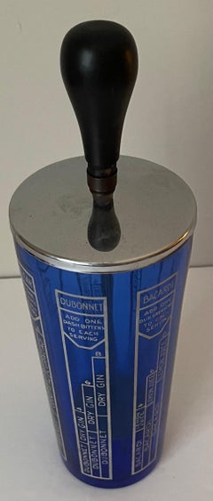 1950s Blue Glass Bartender Large Cocktail Shaker