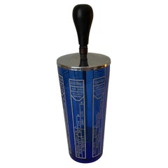 1950s Blue Glass Bartender Large Cocktail Shaker