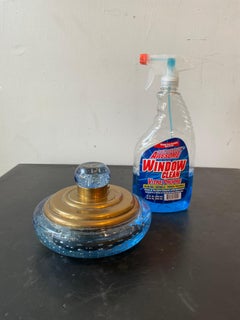 1950s Blue Murano glass And Brass Inkwell
