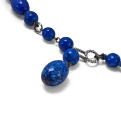 1950s Blue Peking Glass Graduated Beaded Necklace