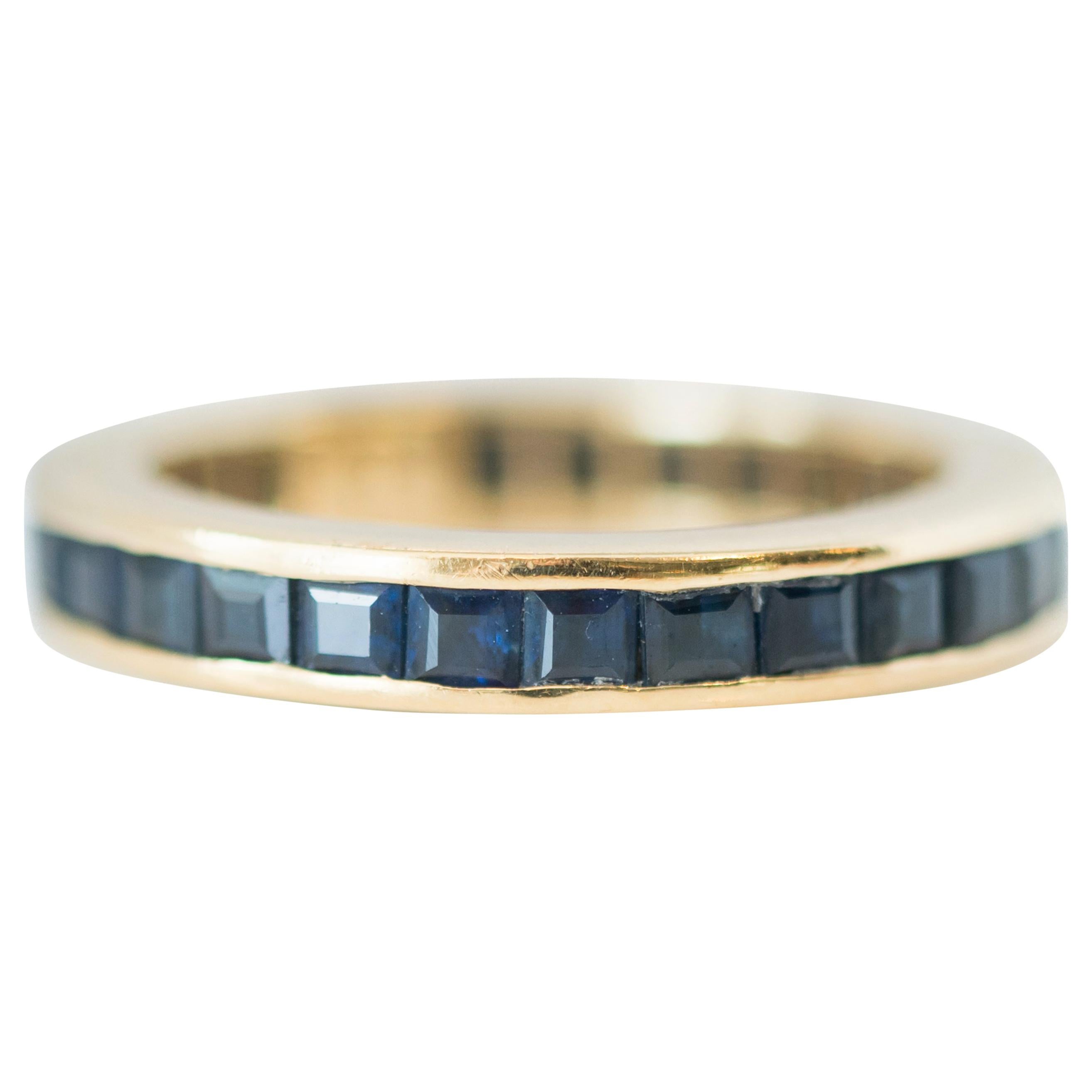 1950s Blue Sapphire and 18 Karat Yellow Gold Eternity Band