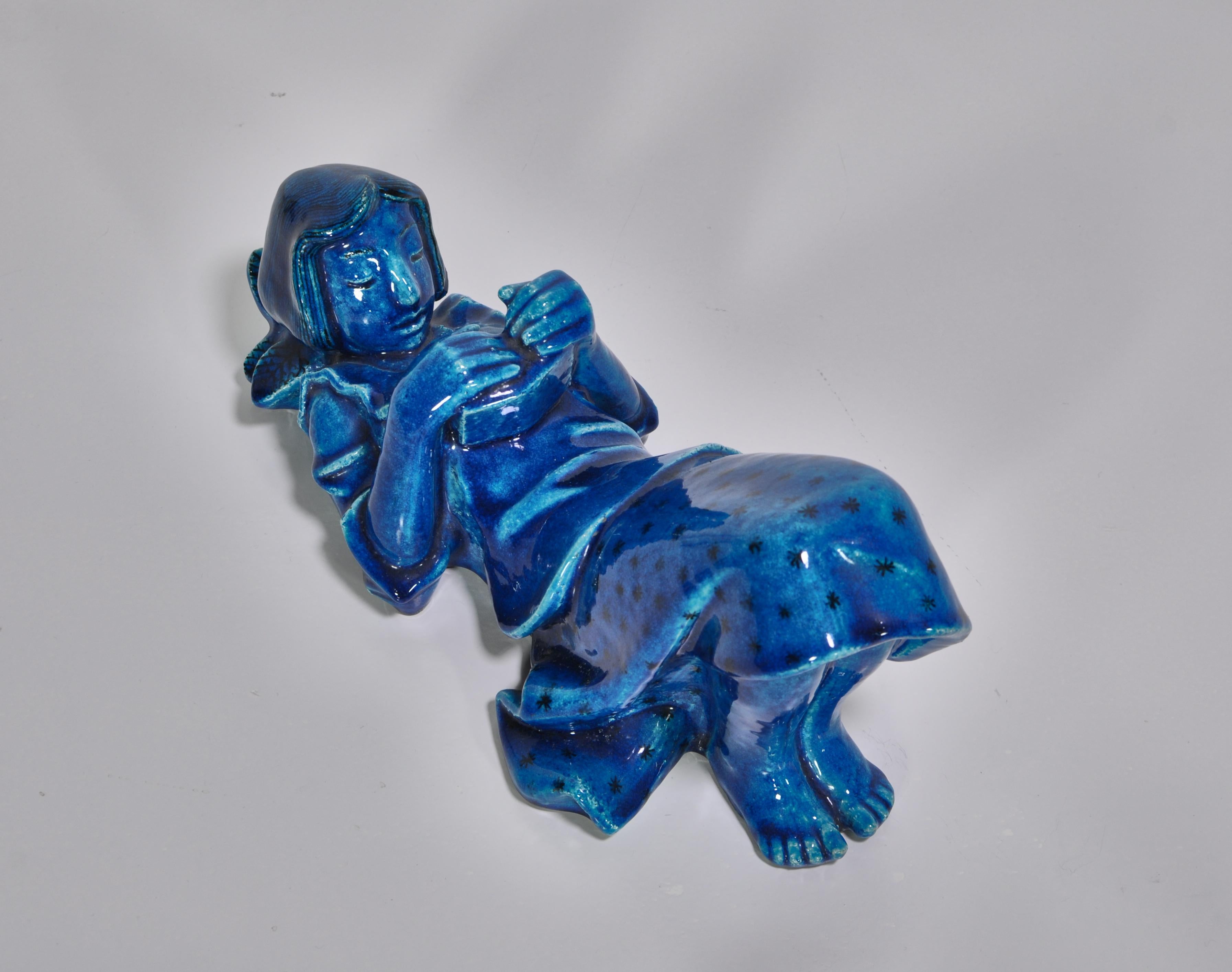 Danish 1950s Blue Stoneware Figure by Helge Christoffersen for Royal Copenhagen For Sale