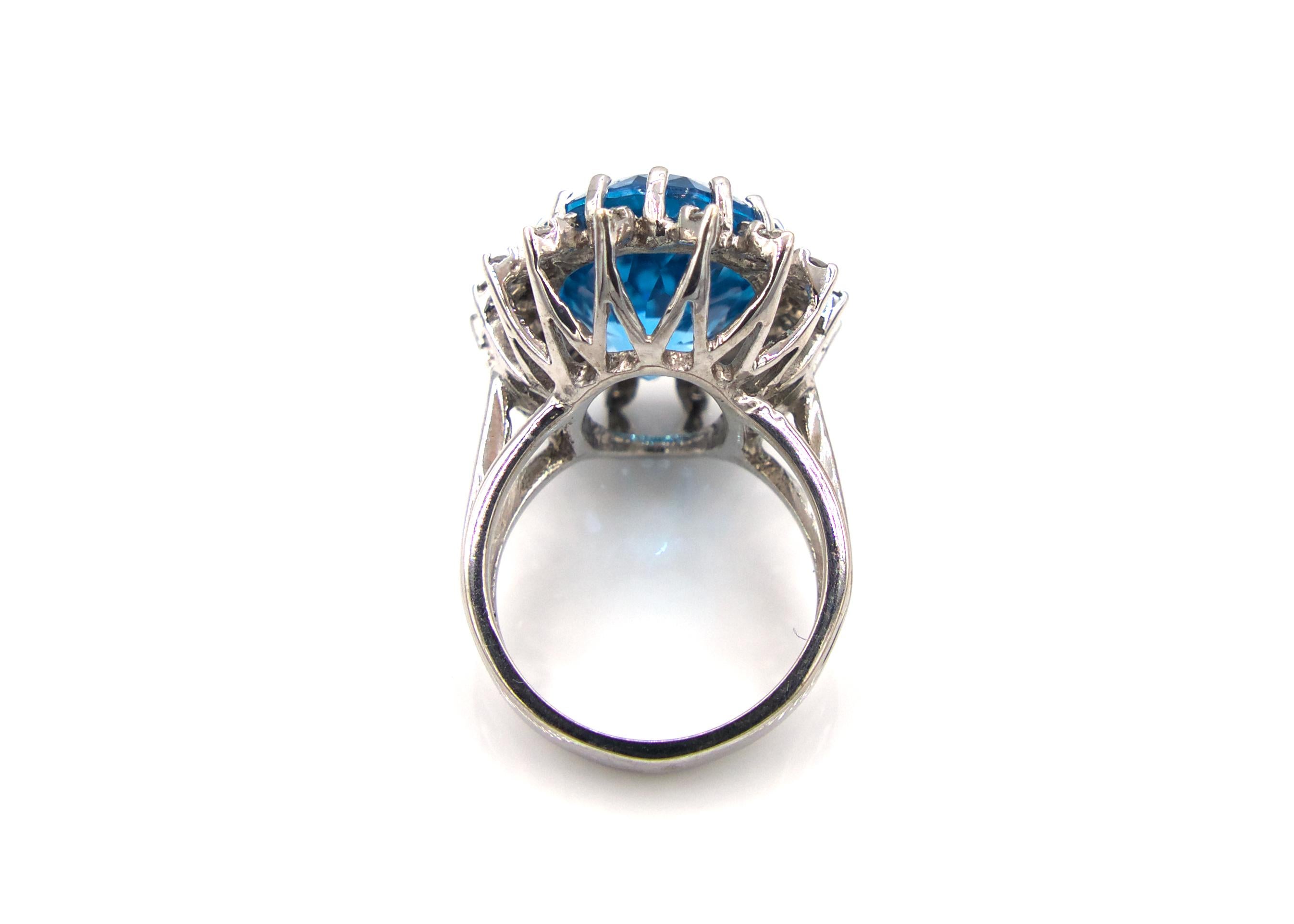 Retro 1950s, Blue Topaz Diamond Ring For Sale