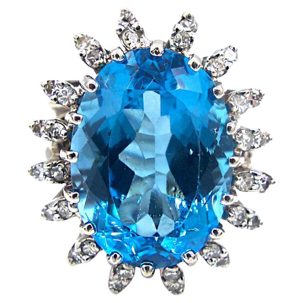 1950s, Blue Topaz Diamond Ring For Sale
