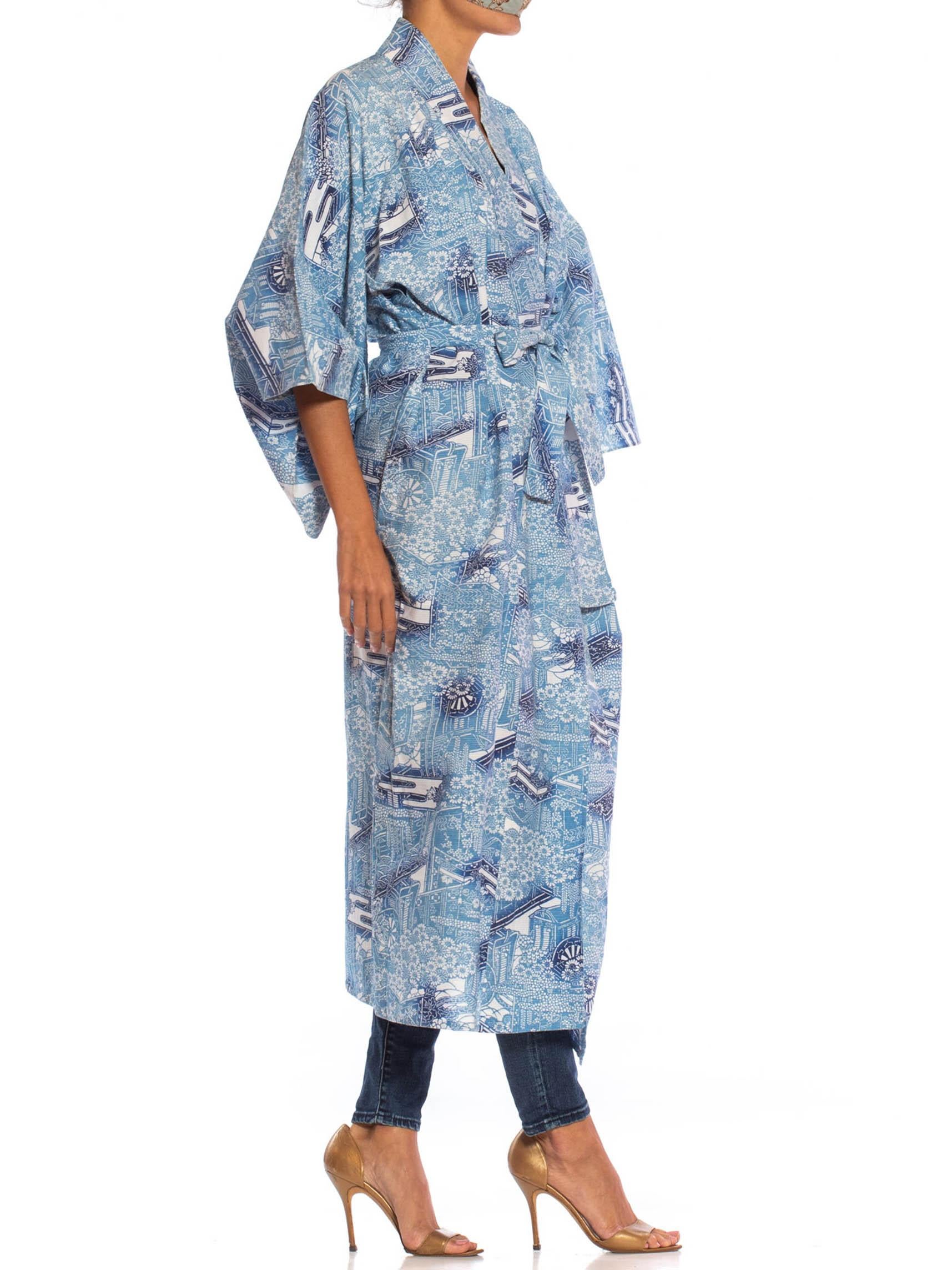 white and blue kimono