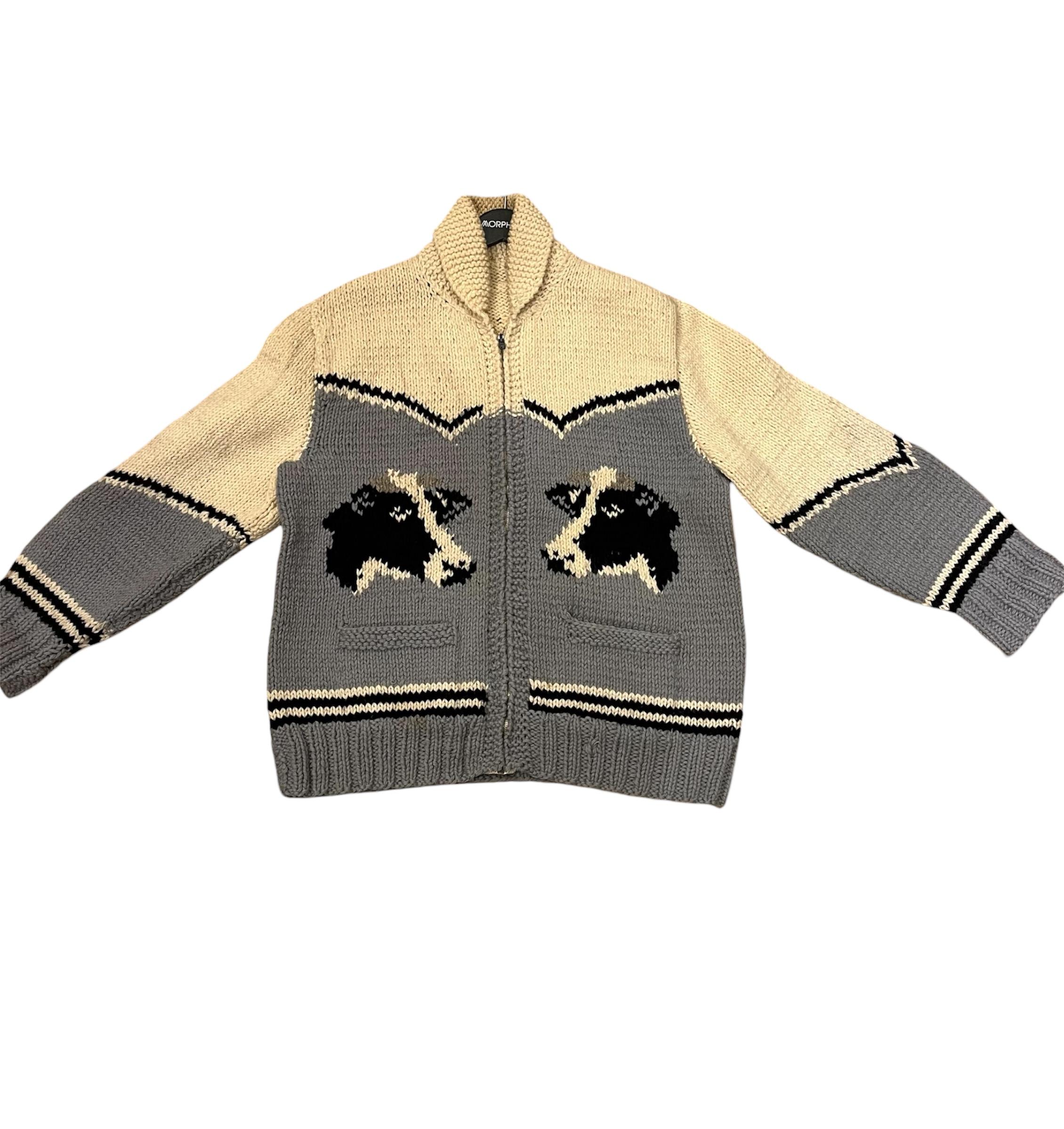1950s Blue & White  Wool Knit Cow Sweater As-Is In Good Condition For Sale In New York, NY