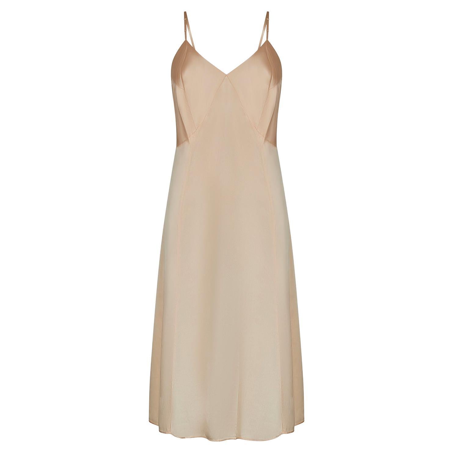 Robe à bretelles en satin rose blush des années 1950 en vente