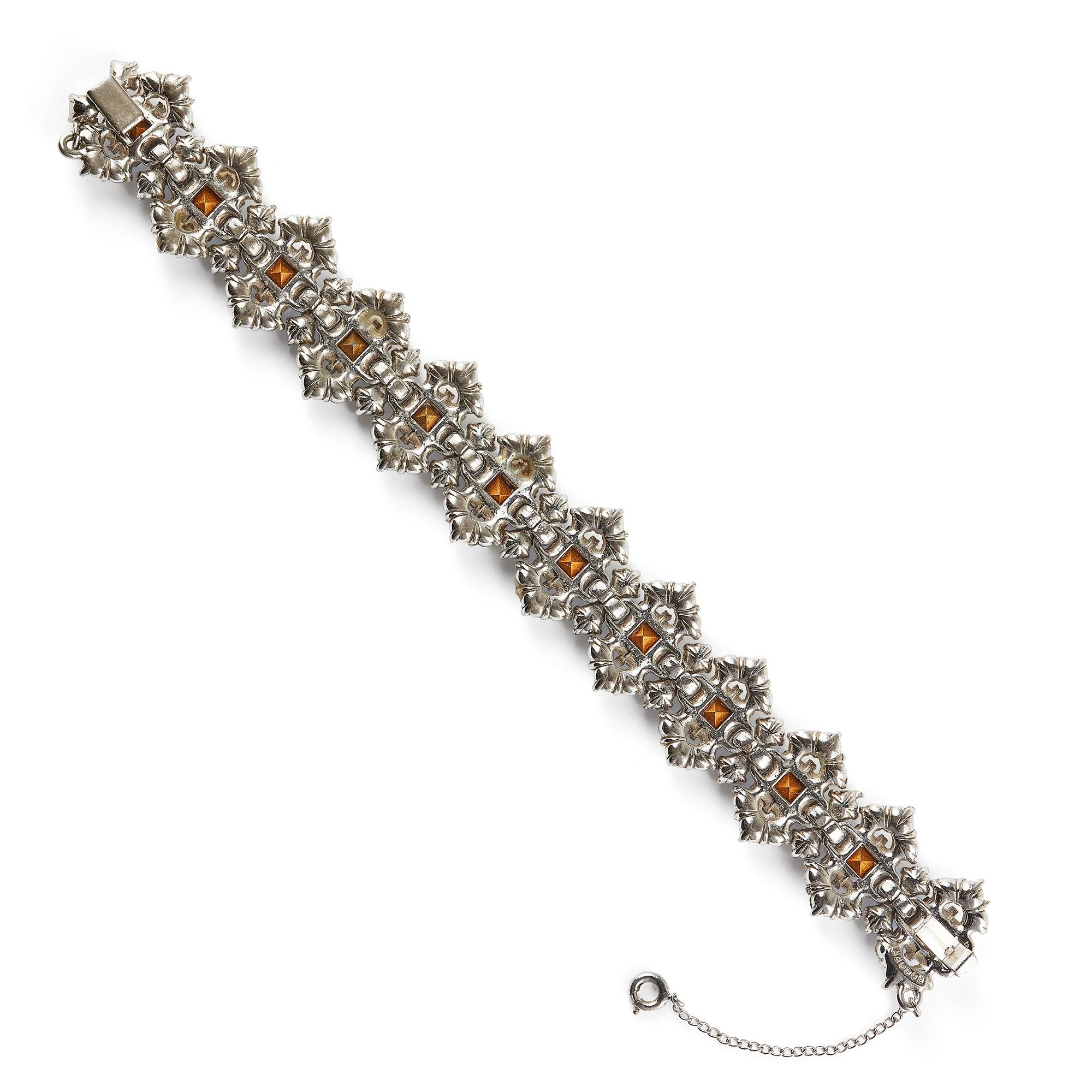 1950s Bogoff Clear and Aquamarine Encrusted Rhinestone Bracelet In Good Condition For Sale In London, GB