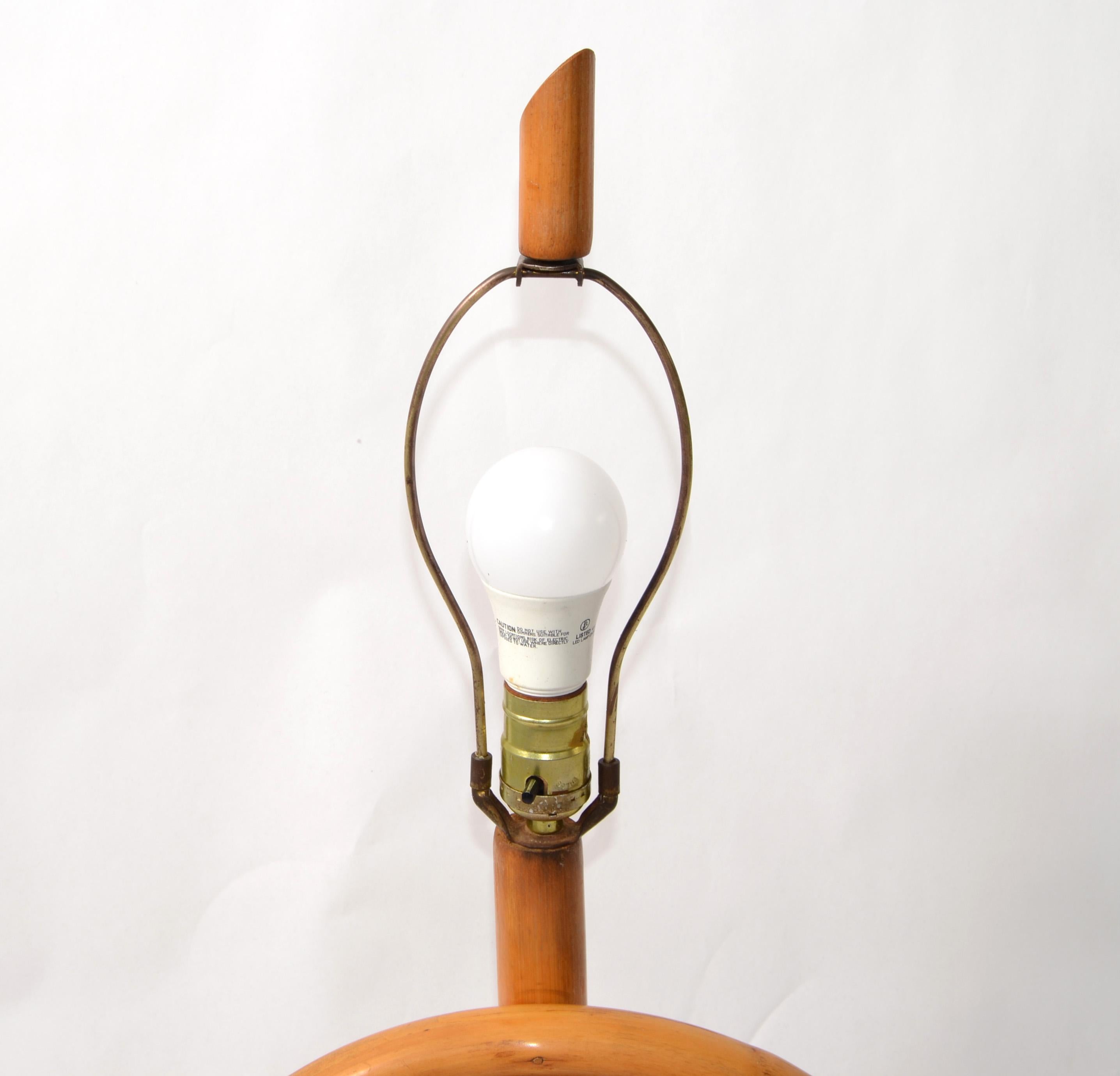 1950s Bohemian Bent Bamboo Table Lamp Original Goatskin Shade For Sale 2