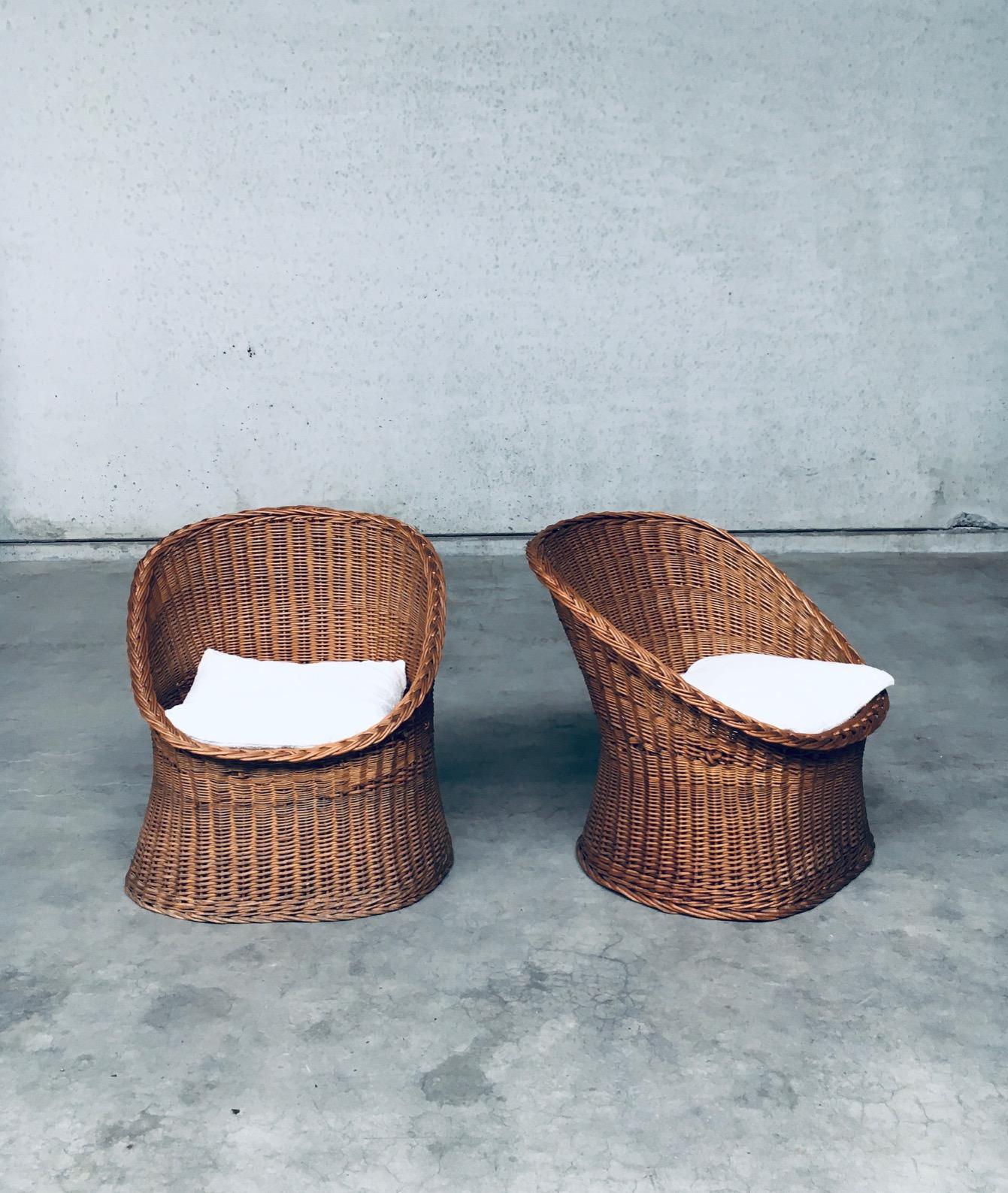 1950's Boho Design Wicker Egg Basket Lounge Chair Set In Good Condition For Sale In Oud-Turnhout, VAN