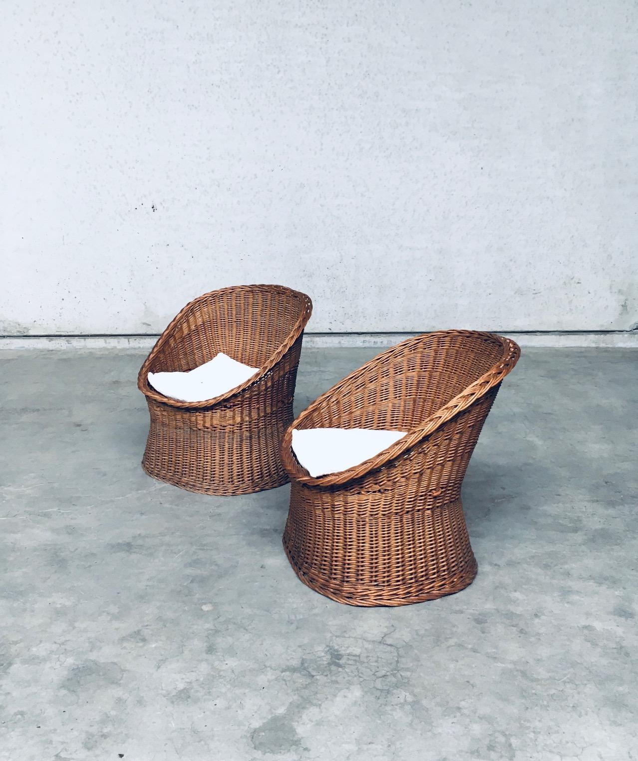 1950's Boho Design Wicker Egg Basket Lounge Chair Set For Sale 3