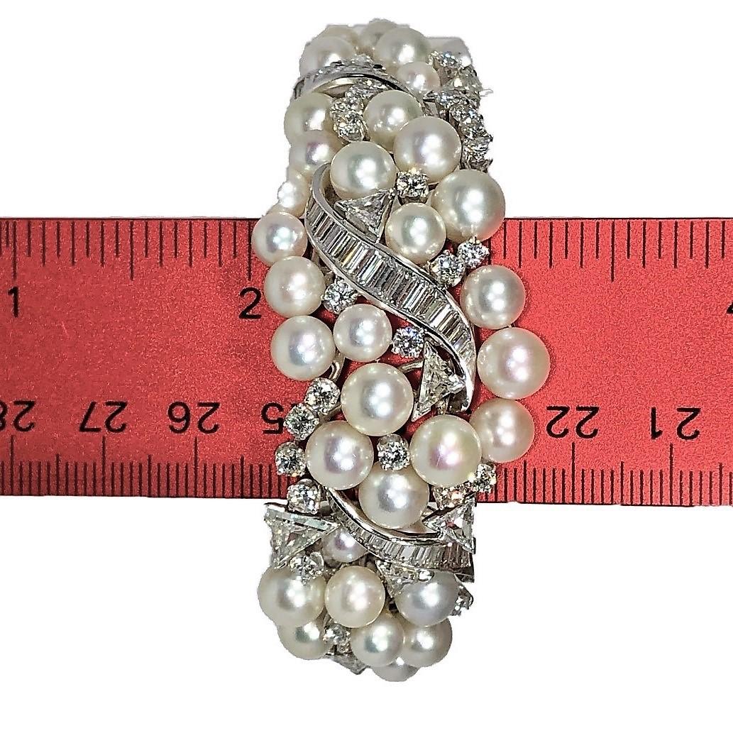 1950s Graduated Bombee Pearl and Diamond Cocktail Bracelet 4