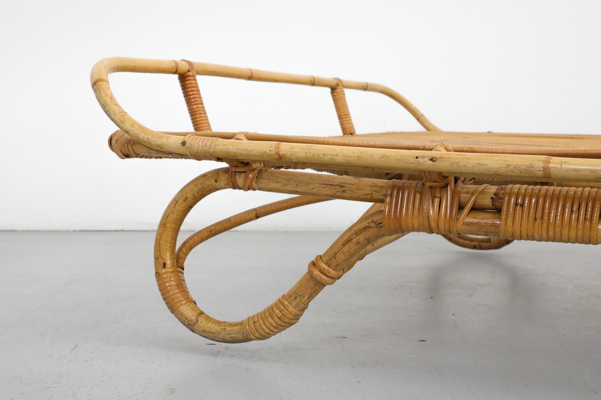 Estructura de cama de día de bambú inspirada en Franco Albini de los años 50 con estructura en forma de trineo en venta 4