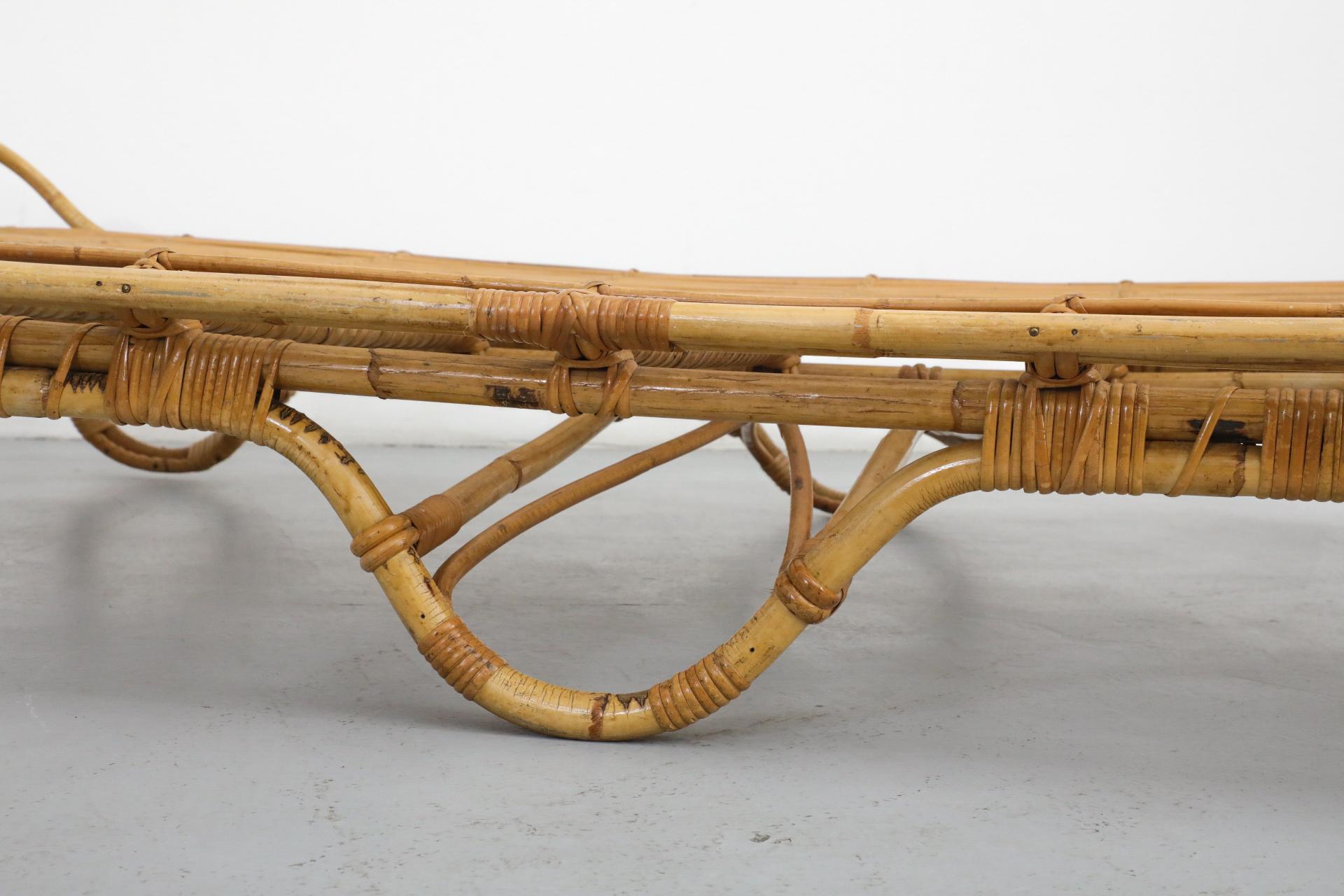 Estructura de cama de día de bambú inspirada en Franco Albini de los años 50 con estructura en forma de trineo en venta 5