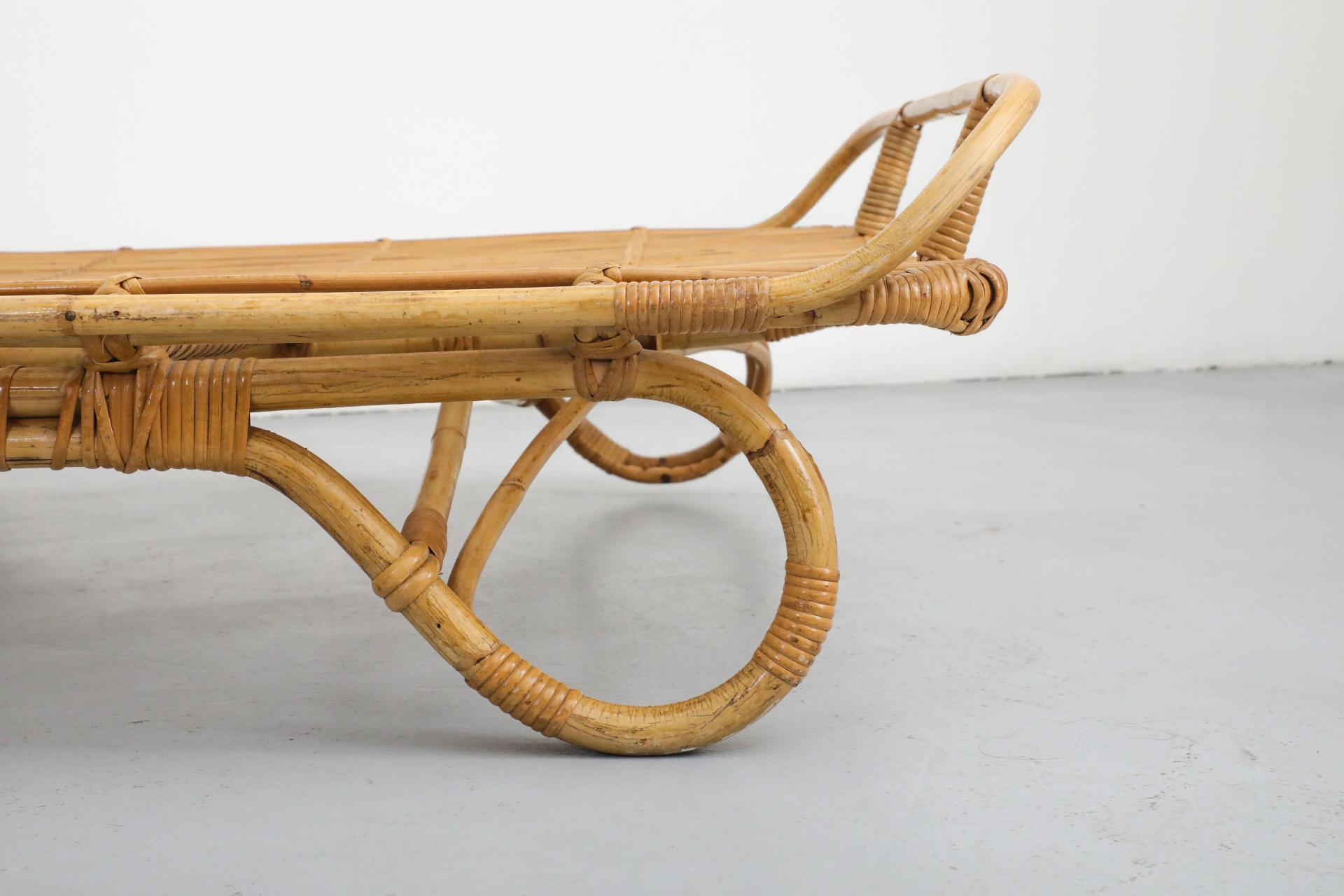 Estructura de cama de día de bambú inspirada en Franco Albini de los años 50 con estructura en forma de trineo en venta 6