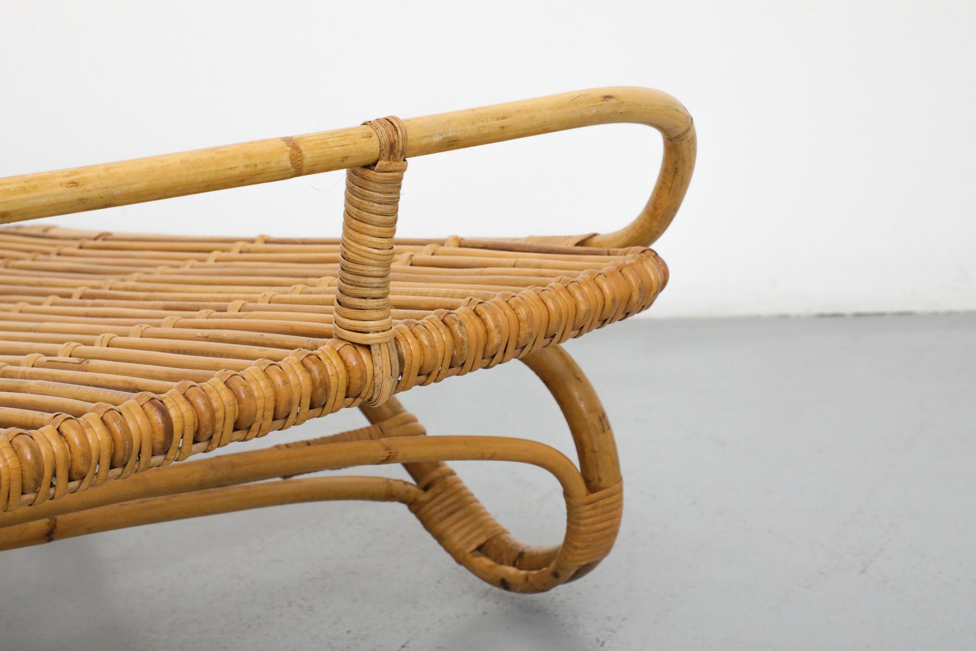 Estructura de cama de día de bambú inspirada en Franco Albini de los años 50 con estructura en forma de trineo en venta 7