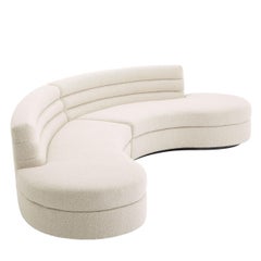 1950s Boomerang Design Style Bouclé Fabric Curved Sofa