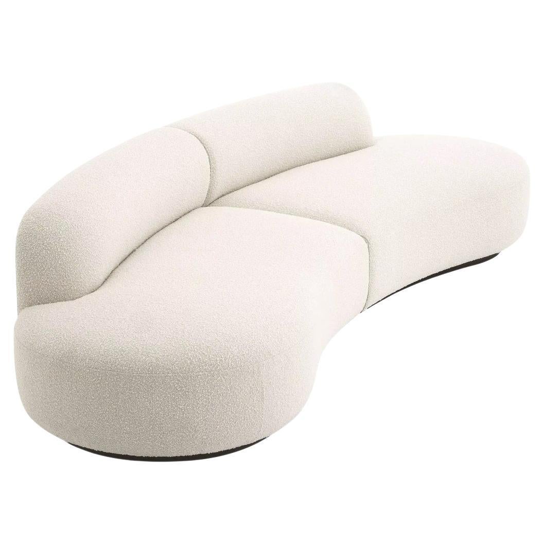 1950s Boomerang Design Style Bouclé Fabric Curved Sofa