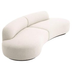 1950er Boomerang Design Stil Bouclé Stoff geschwungenes Sofa