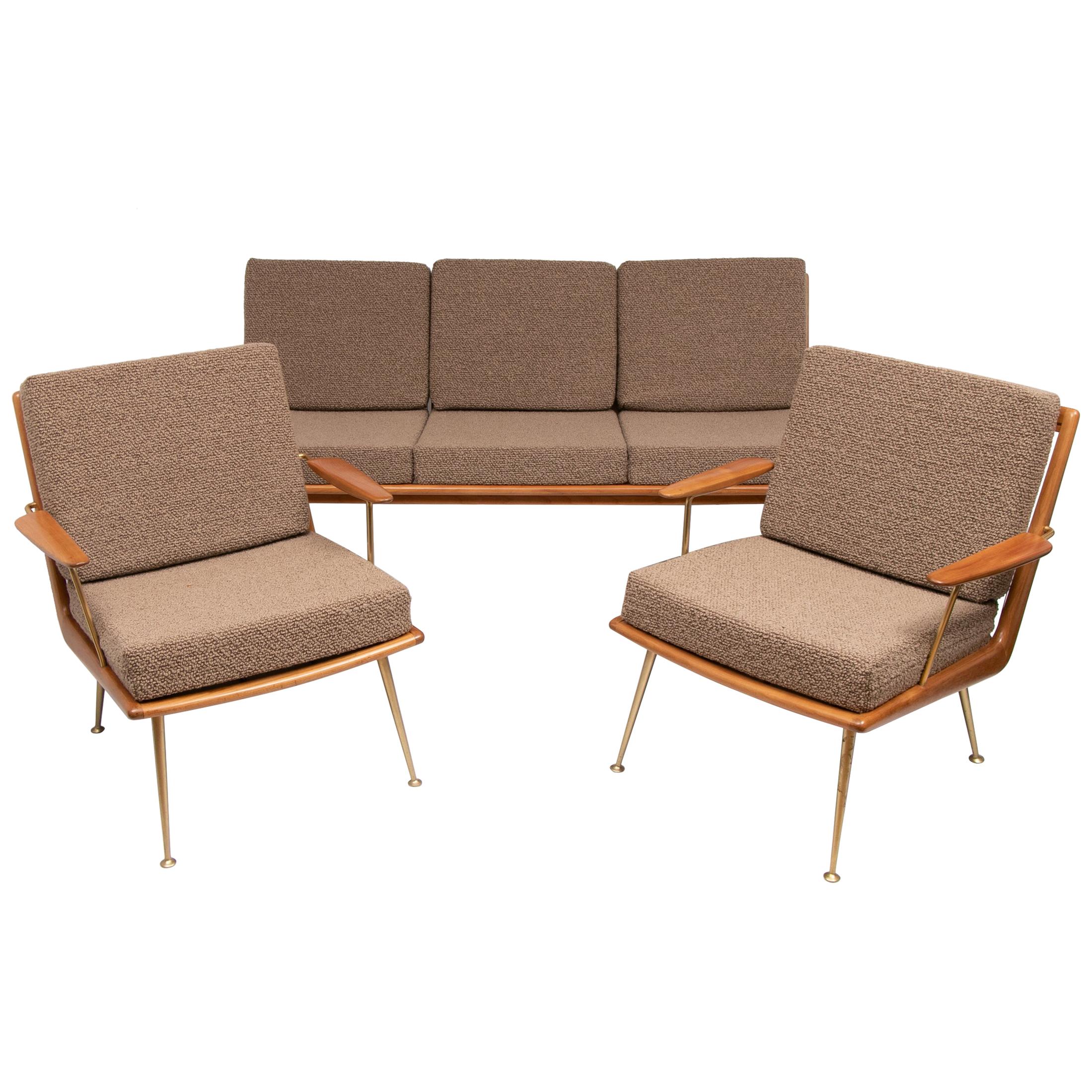 1950s Boomerang Sofa & 2 Easy Chairs by Hans Mitzlaff for Soloform, Germany