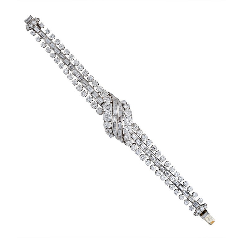 1950s Boucheron Paris Important Diamond Platinum Bracelet For Sale at ...