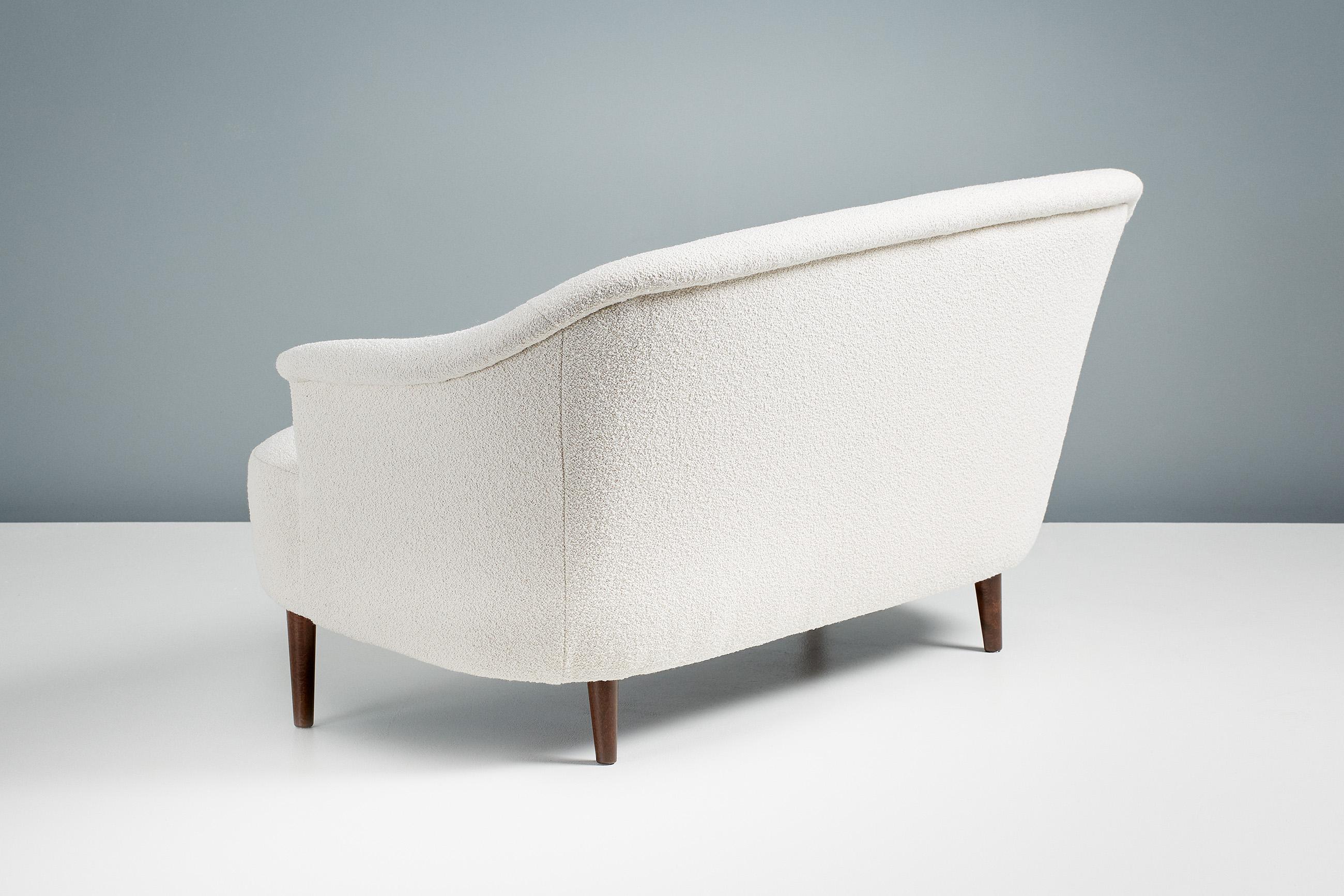 Beech 1950s Boucle Sofa by Carl Malmsten