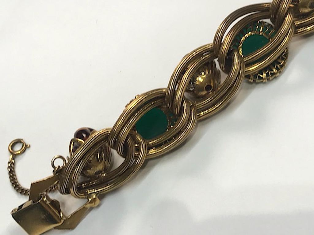 1950s Bracelet with Green Cabochons & Amber Beads, Henkel & Grosse 5