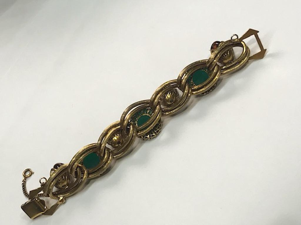 1950s Bracelet with Green Cabochons & Amber Beads, Henkel & Grosse 4