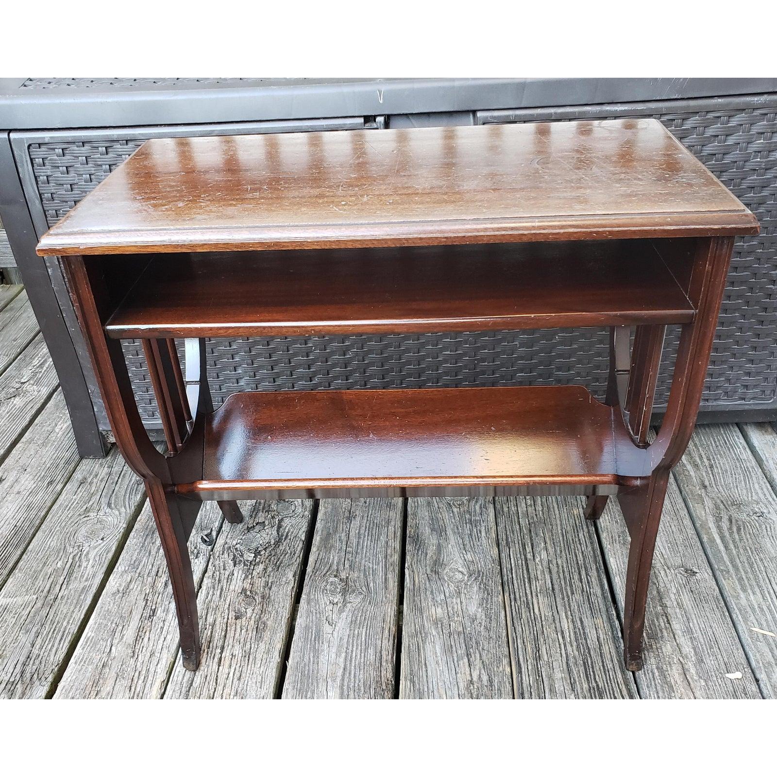 20th Century 1950s Brandt Furniture Vintage Mahogany 3 Tier Magazine Rack Accent Table
