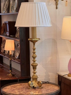 1950s Brass Altar Stick Lamp