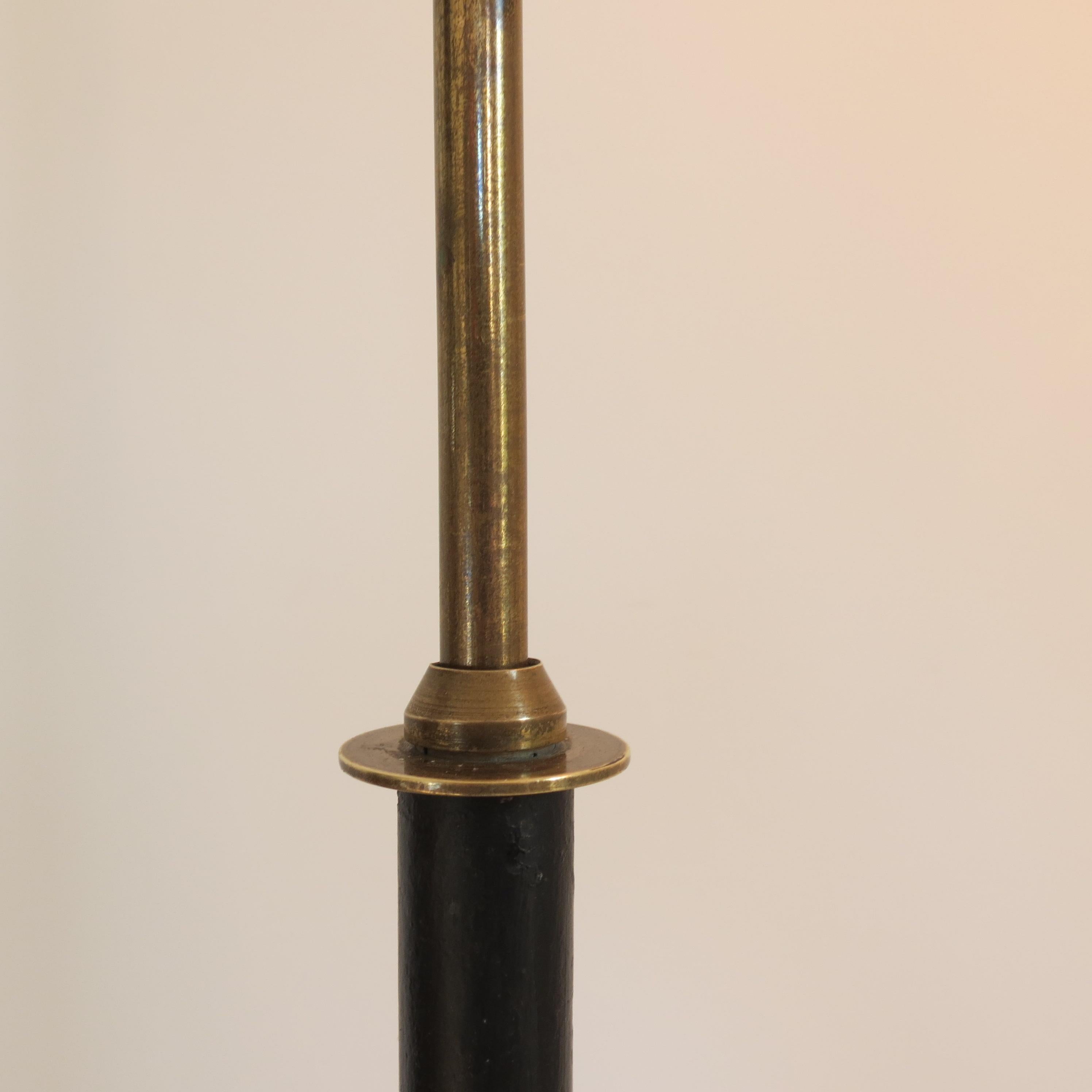 1950s Brass and Black Metal Curve over Adjustable Industrial Floor Lamp 2