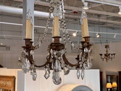 1950s Brass and Crystal Chandelier