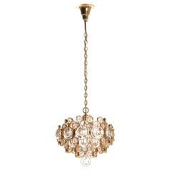 Vintage 1950's Brass and Crystal Glass Chandelier by Palwa