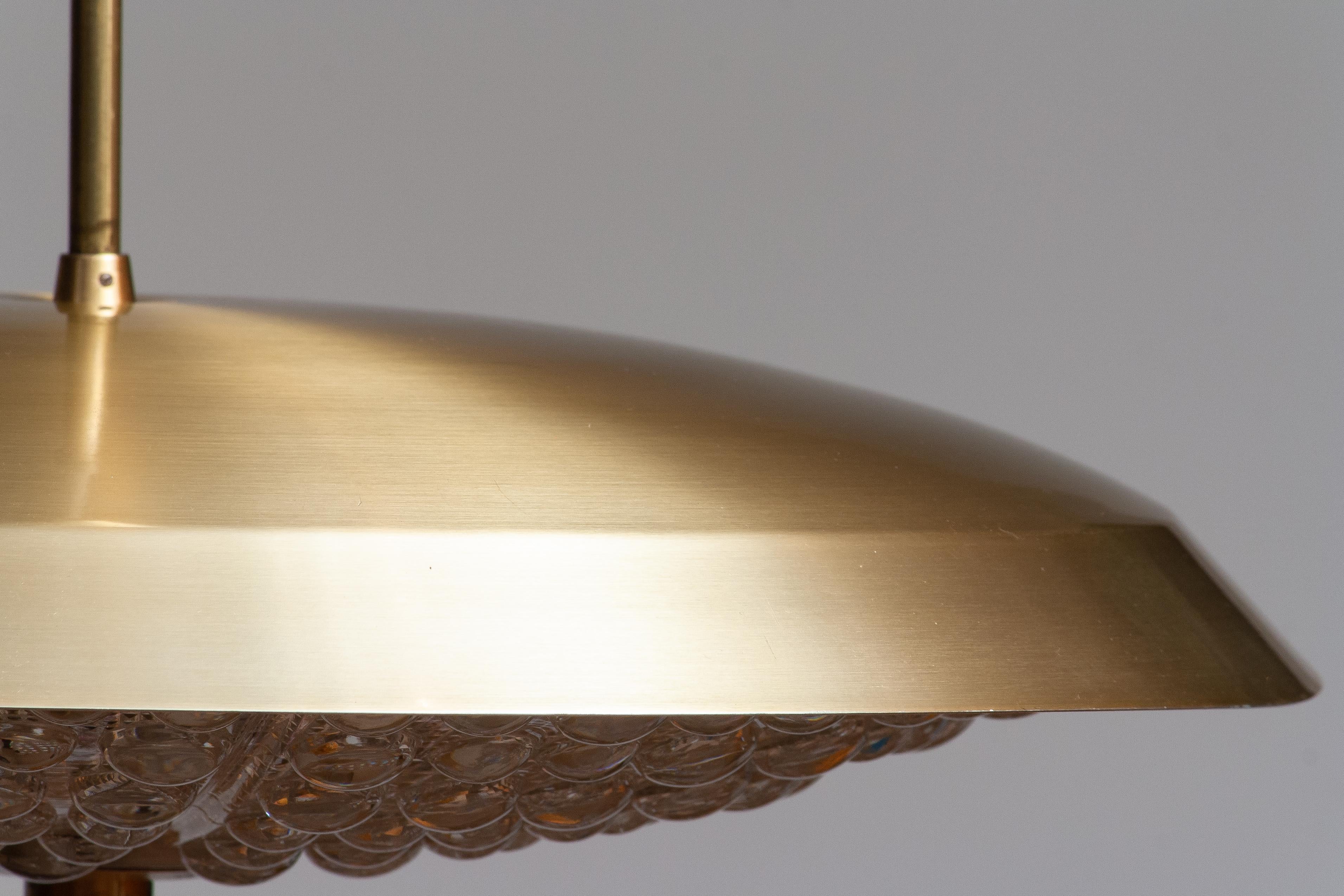 Mid-20th Century 1950s, Brass and Glass Ceiling Lamp Designed by Carl Fagerlund for Orrefors