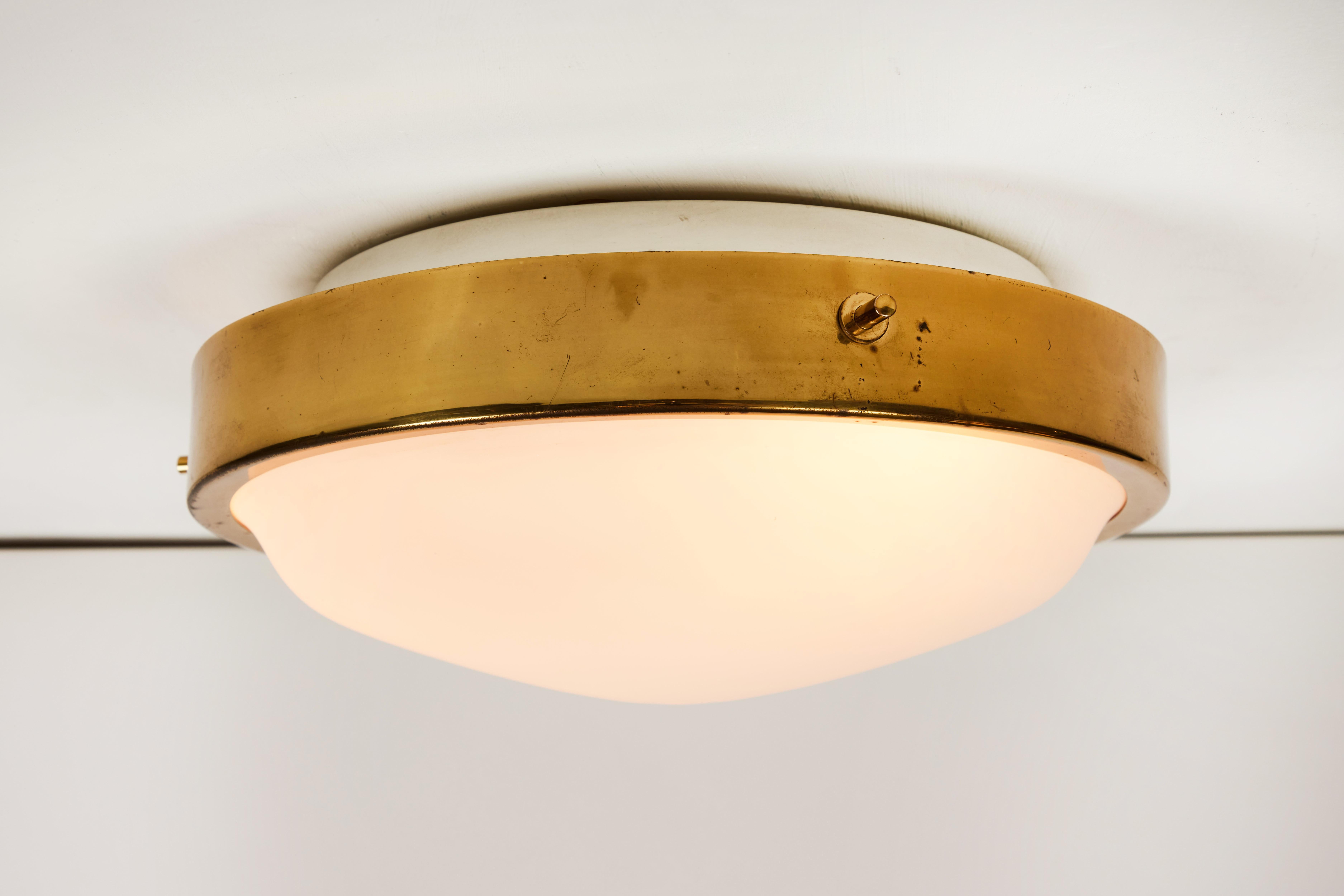 Mid-Century Modern 1950s Brass and Glass Ceiling Light by Oscar Torlasco for Lumi