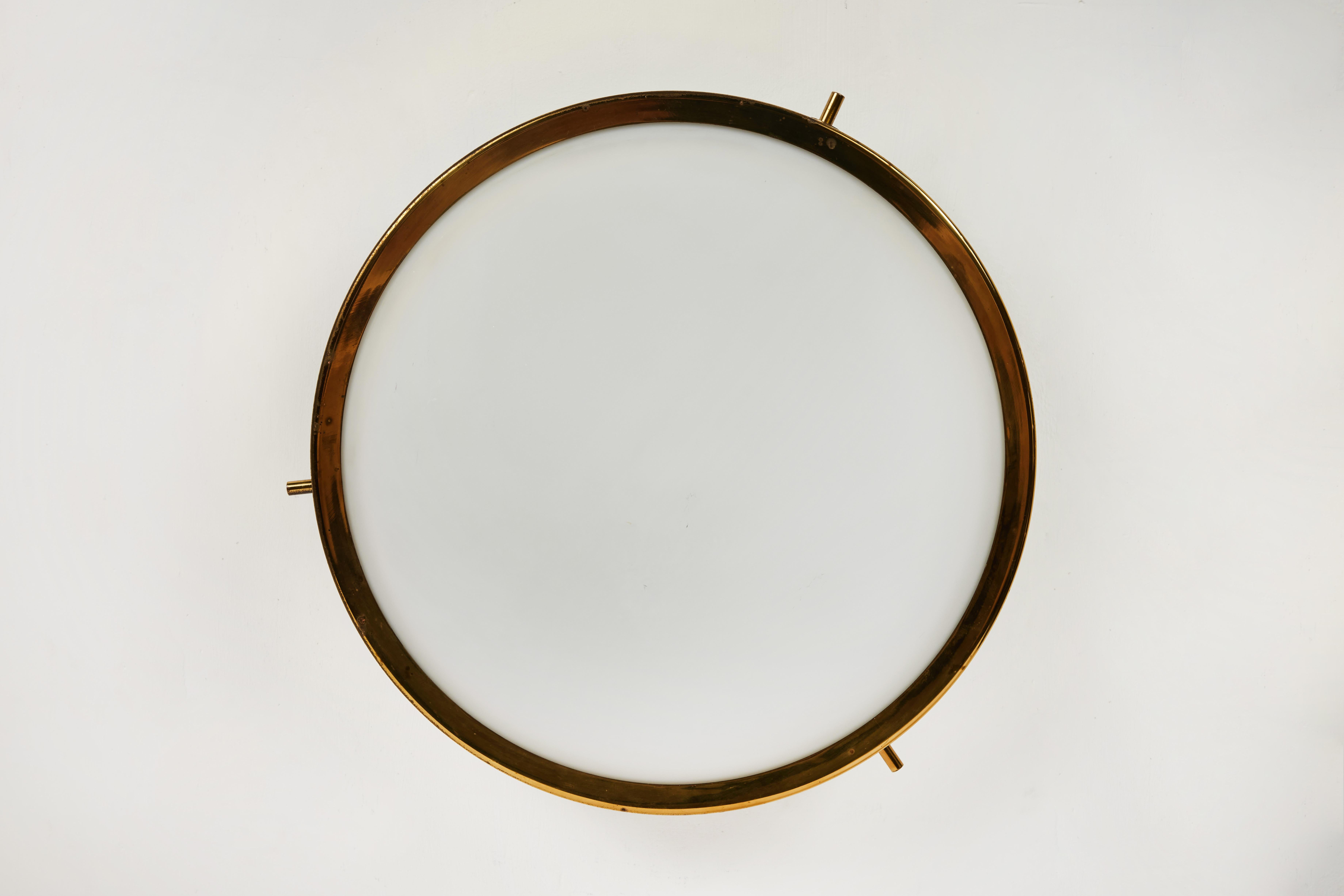 1950s Brass and Glass Ceiling Light by Oscar Torlasco for Lumi In Good Condition In Glendale, CA