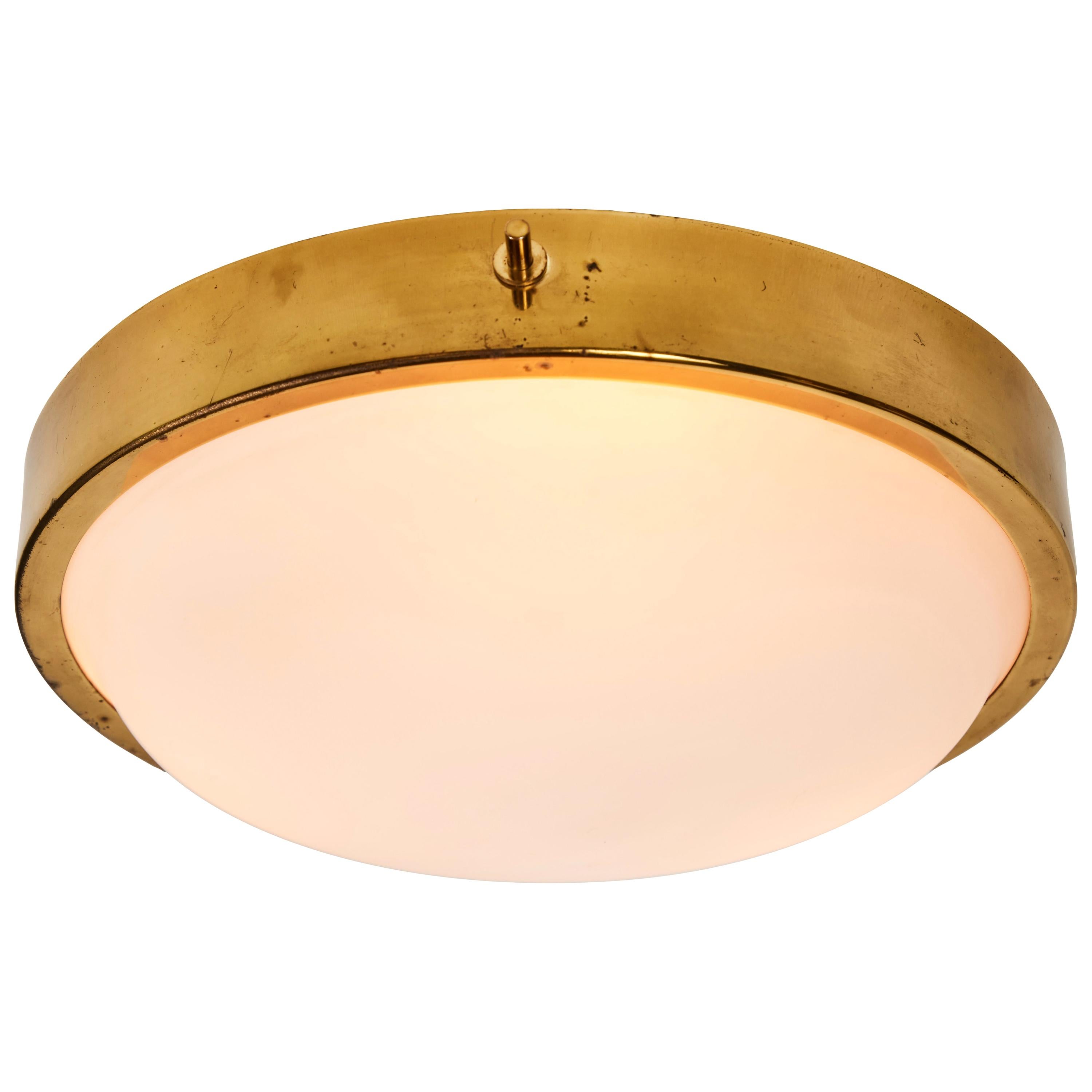 1950s Brass and Glass Ceiling Light by Oscar Torlasco for Lumi