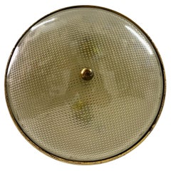 1950s Brass and Glass Ceiling Mounted Light
