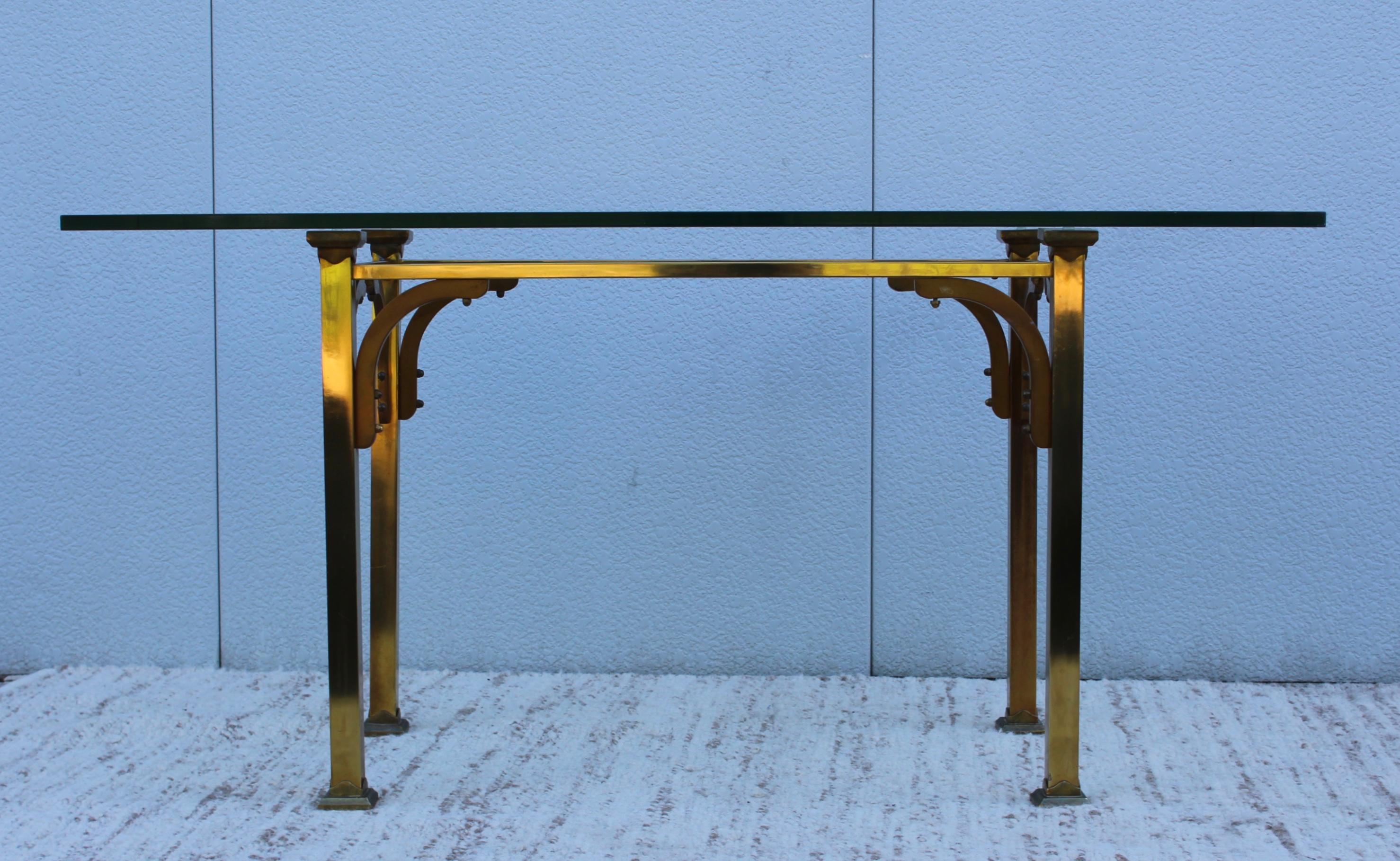 Italian 1950s Brass and Glass Console Table