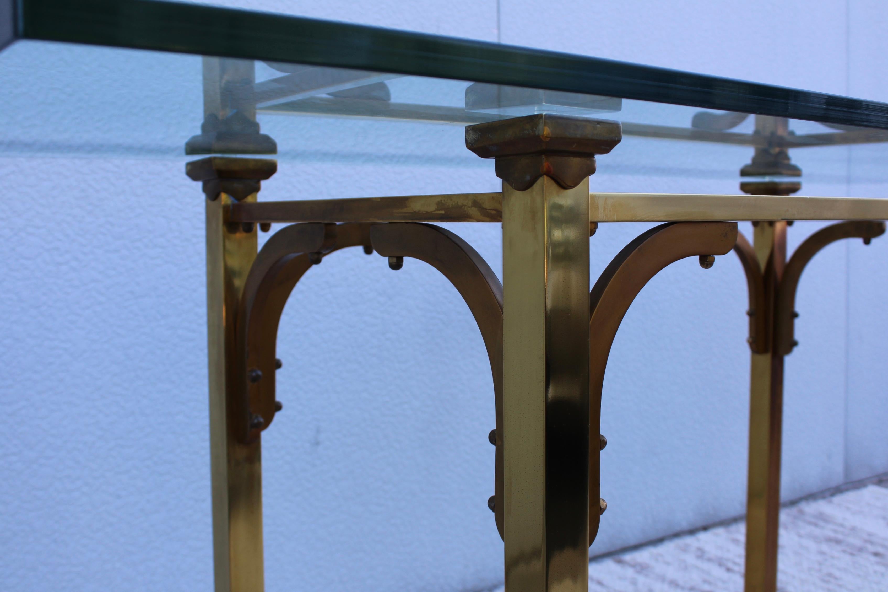 1950s Brass and Glass Console Table In Good Condition In New York, NY