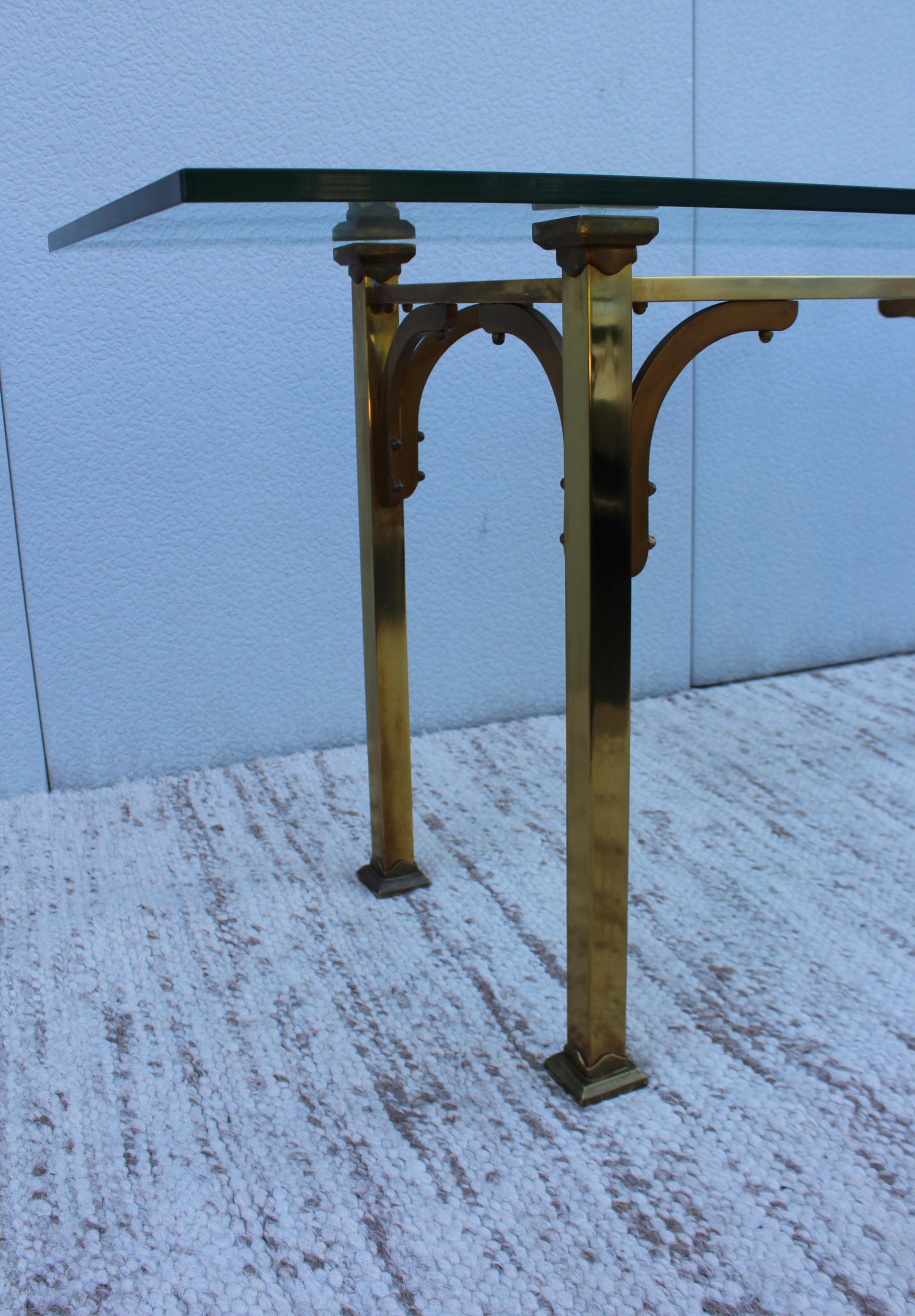 20th Century 1950s Brass and Glass Console Table