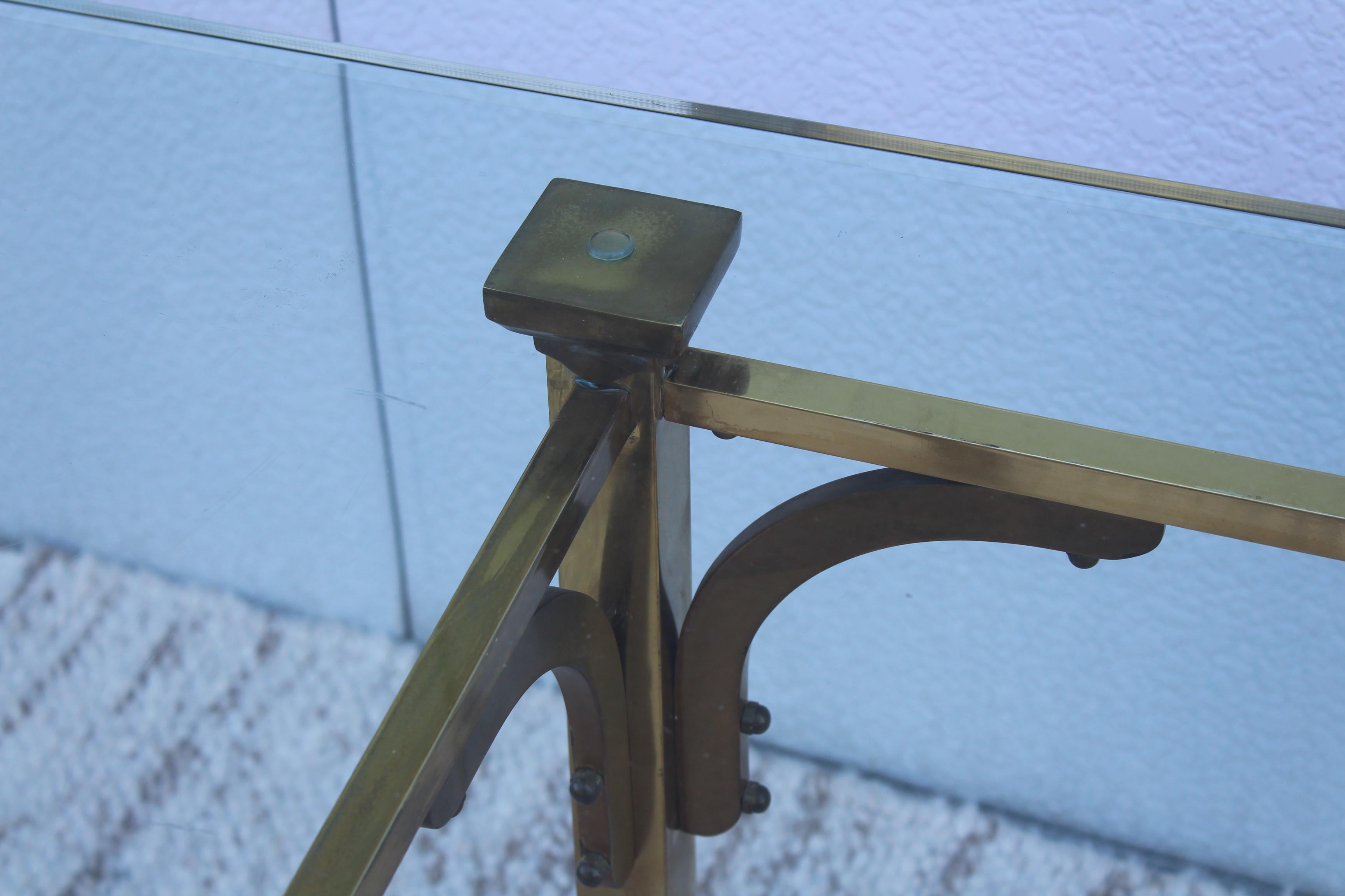 1950s Brass and Glass Console Table 2