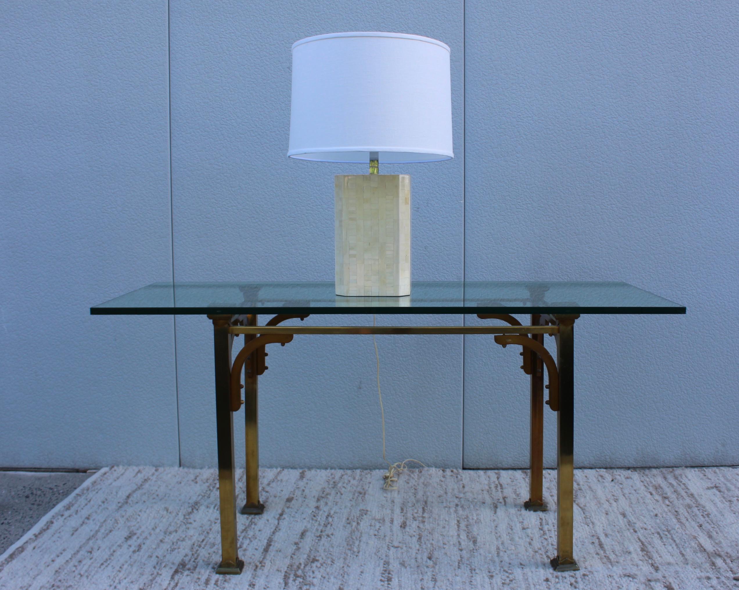 1950s Brass and Glass Console Table 3