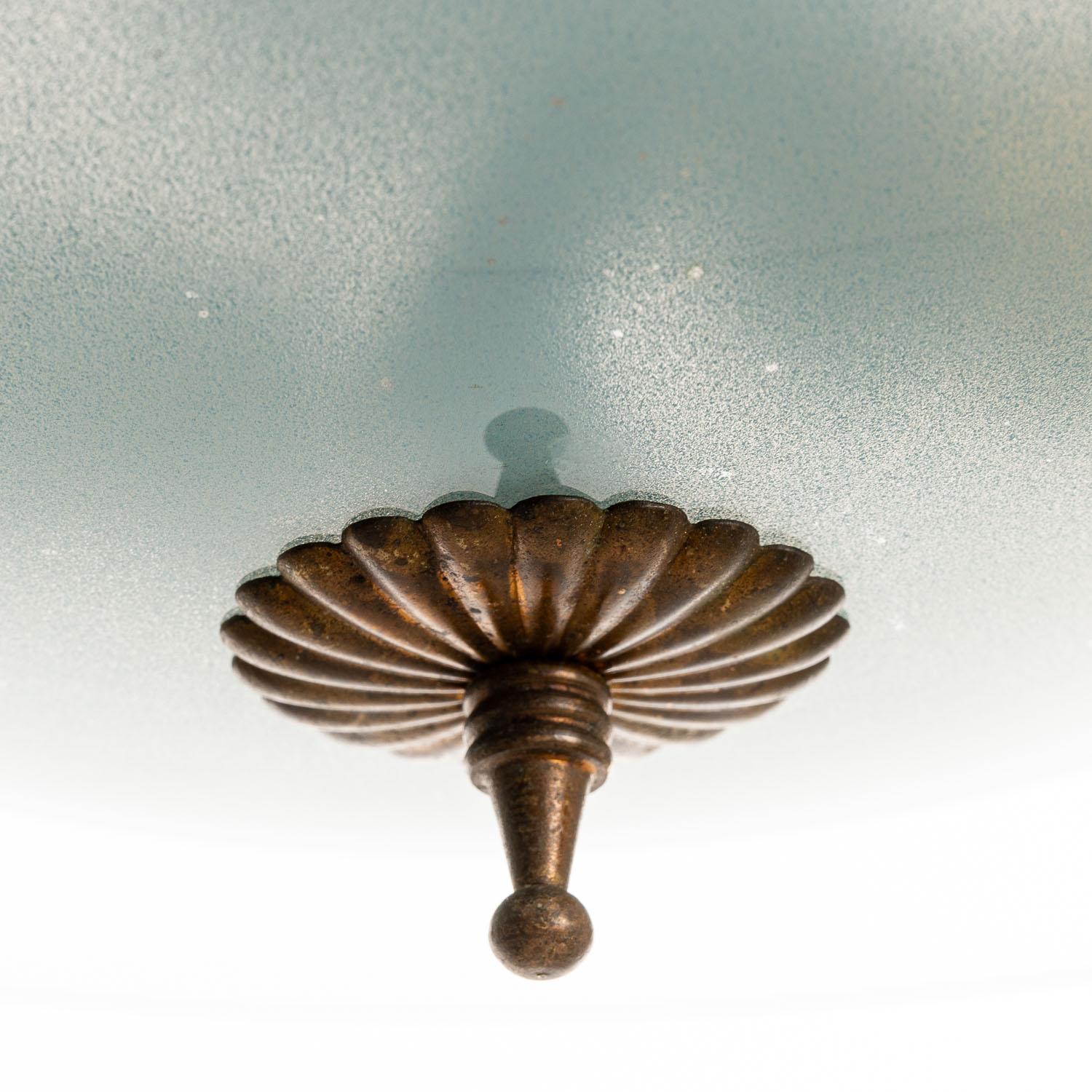 1950's Brass and Glass Pendant Attributed to Pietro Chiesa For Sale 7