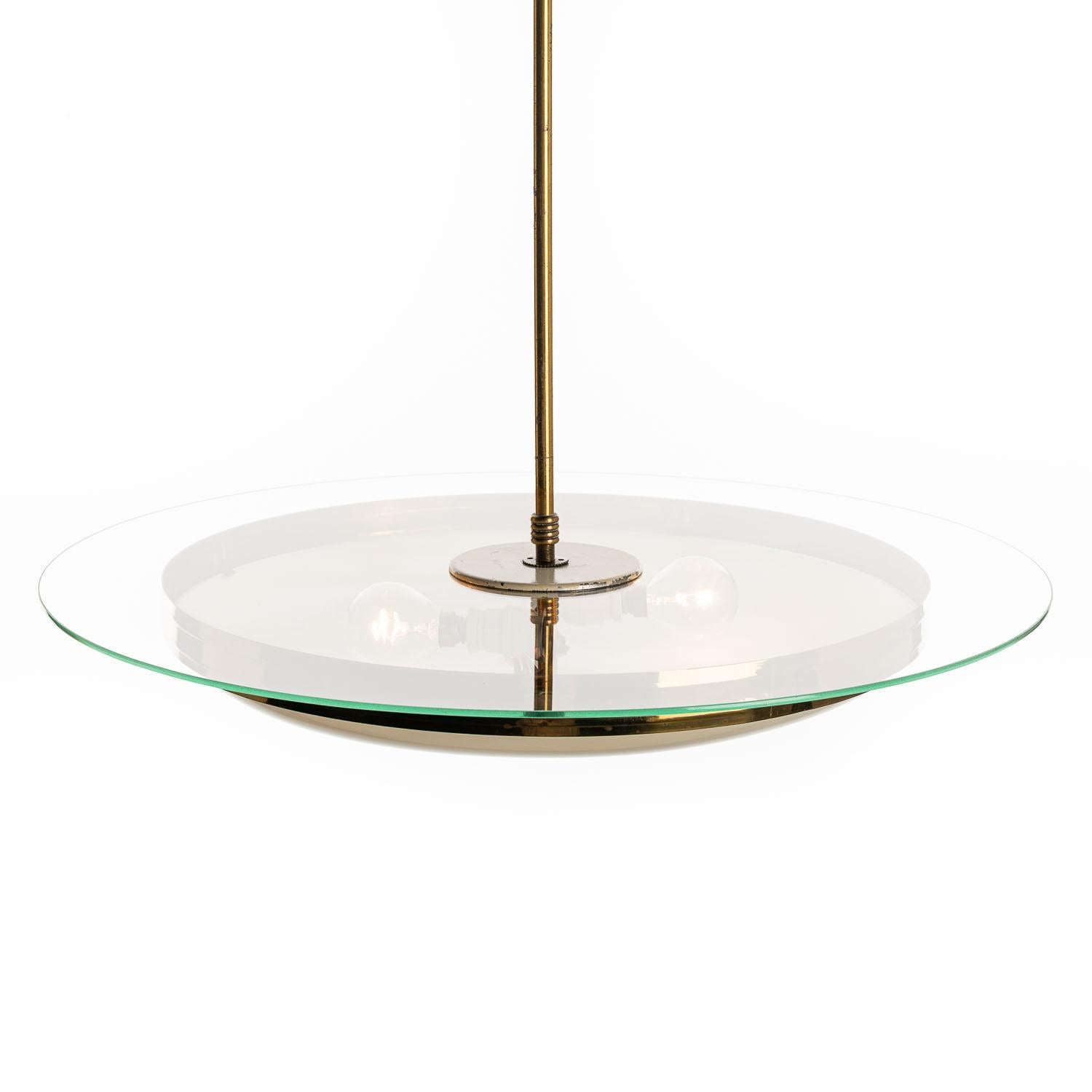 1950's Brass and Glass Pendant in Style of Pietro Chiesa For Sale 2