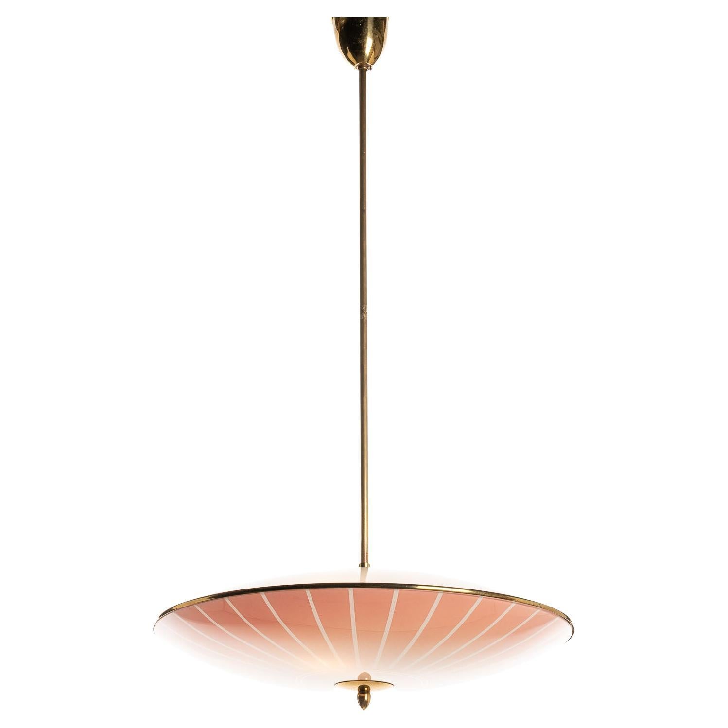 1950's Brass and Glass Pendant in Style of Pietro Chiesa