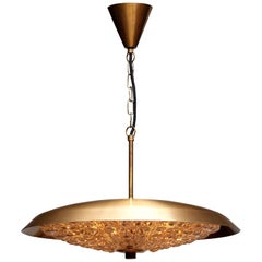 1950s, Brass and Glass Pendant Lamp Designed by Carl Fagerlund for Orrefors
